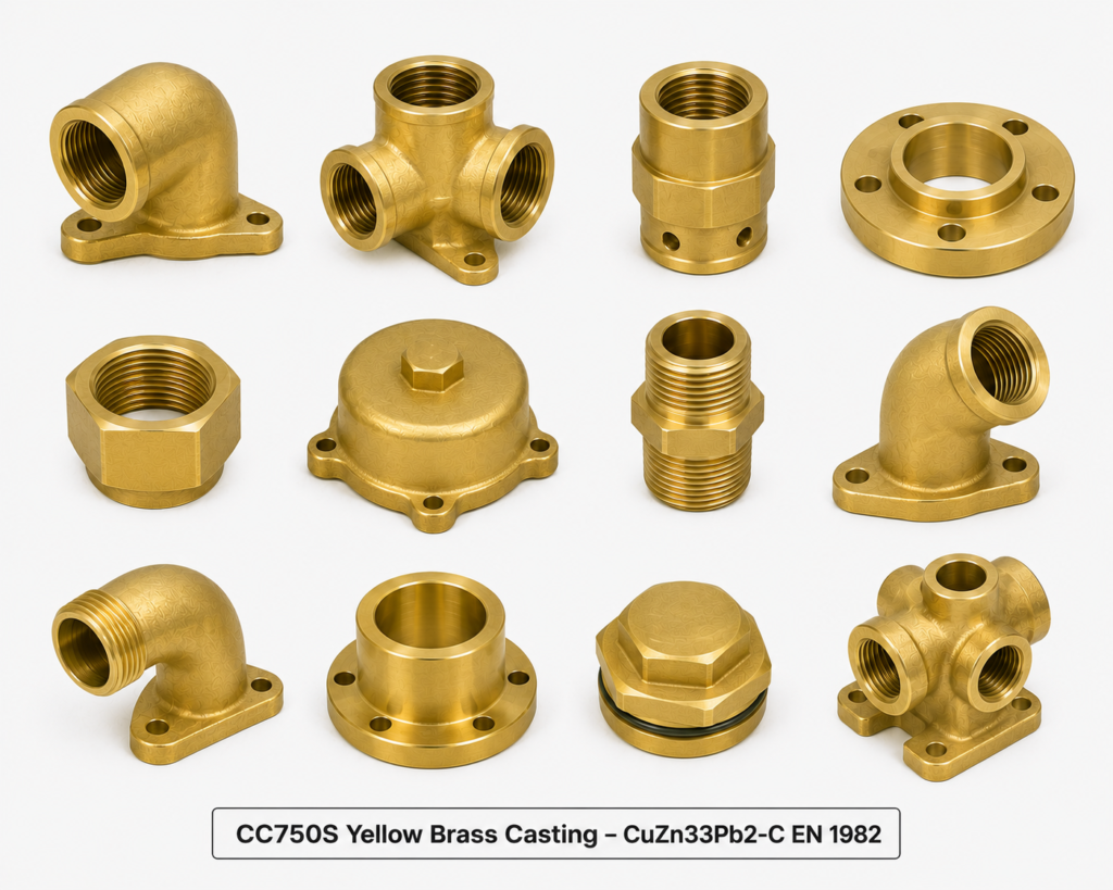 CC750S Yellow Brass Casting – CuZn33Pb2-C EN 1982