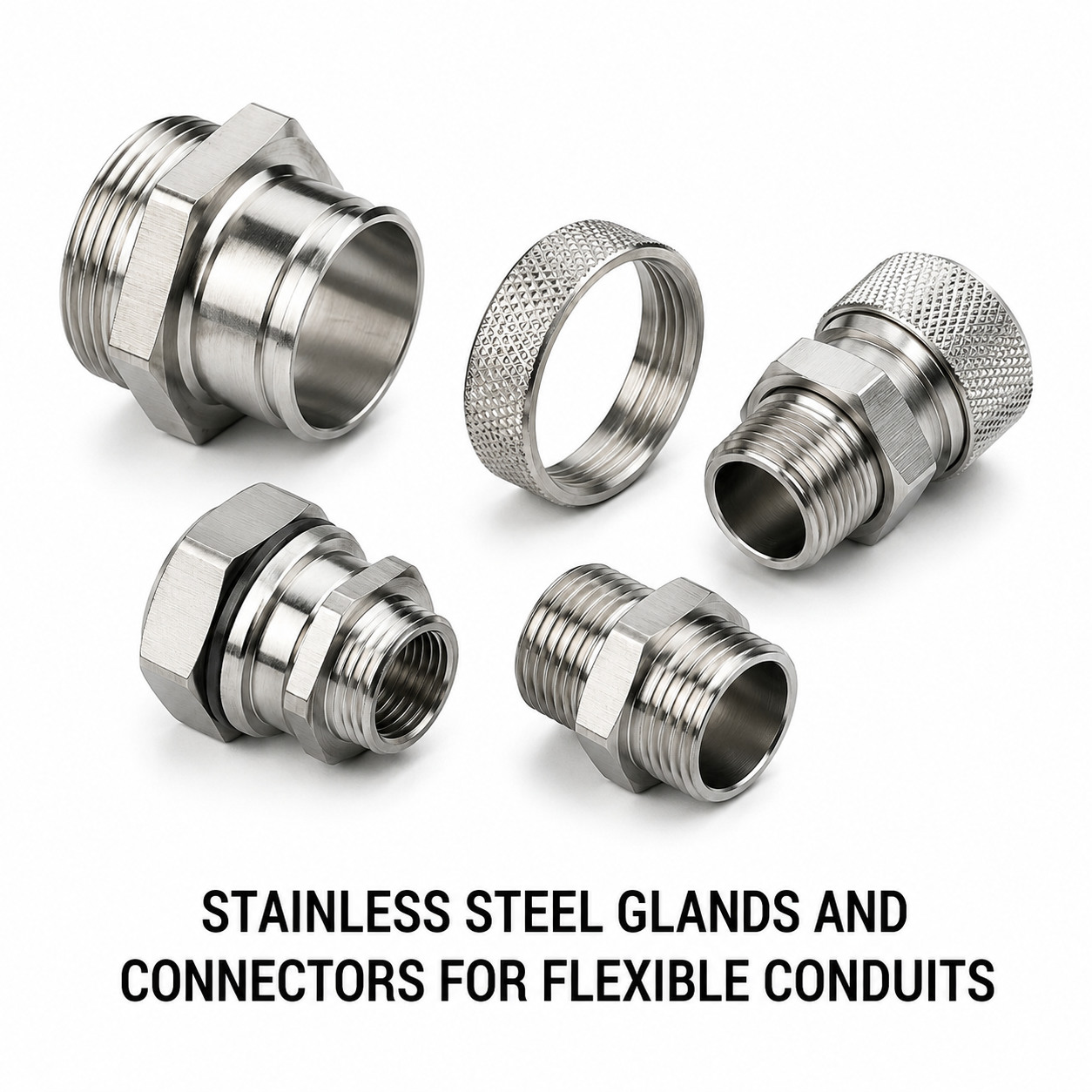 Stainless Steel Glands and Connectors for Flexible Conduits